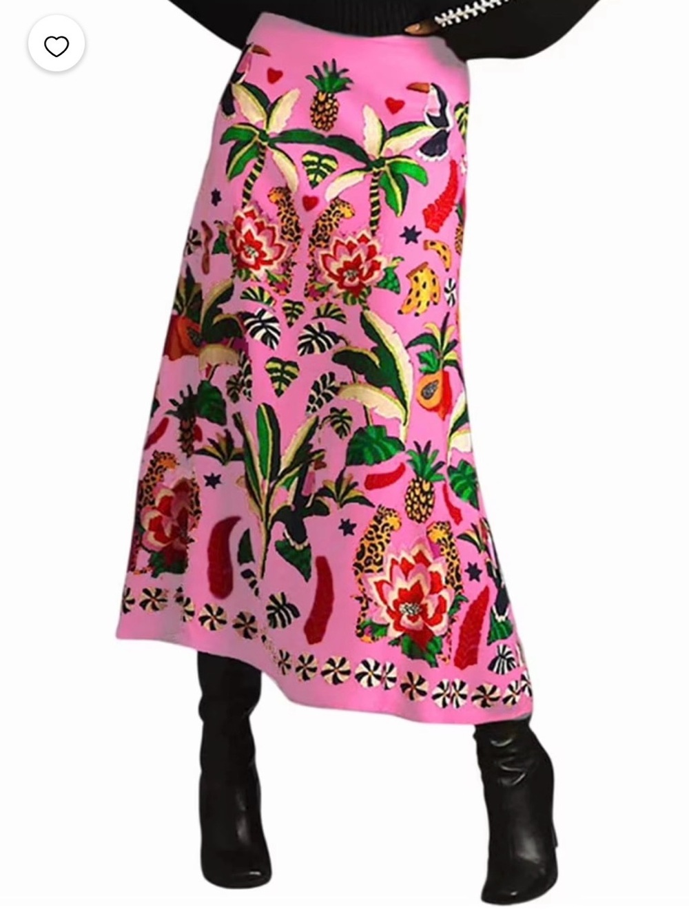 FARM Rio Pink Tropical Jungle Midi Skirt - Picture 2 of 15